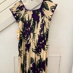 SMOCKED HAWAIIAN PRINT SUMMER DRESS